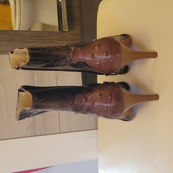 NWOT western heeled boot, leather, sz9 - Picture 7 of 8